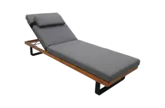 Ligbed Bastan | Grey & Black | Aluminium & Acaciahout