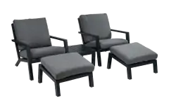 2x loungestoel Bezano | Grey  + 2x Voetenbank Bezano Grey + Bijzettafel 50x50cm Bezan