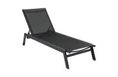 Ligbed Bonaire | Black | Aluminium & Textileen | Stapelbaar