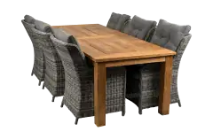 7-delige tuinset | 6 Dublin tuinstoelen (AG) | 240cm Ayra tuintafel (Teak)