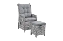 Dublin tuinstoel verstelbaar | Ash Grey + Hocker 40x40 | Ash Grey