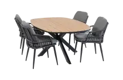 5-delige tuinset | 4 Isabel tuinstoelen (Black) | Tuintafel Cadiz 180x115cm (Black)