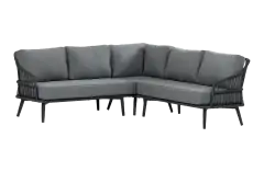 Hoek Loungebank Isabel | 3-delig | Black/Black  | Rope