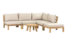 Hoek loungeset Kent | 6-delig | Sand | Acacia