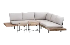 Hoek Loungeset Lissabon 4-delig | Sand | Incl. 2 Aiko Naturel Bijzettafels