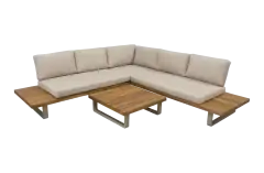 Hoek loungeset Bastan | Sand | Acacia & Aluminium