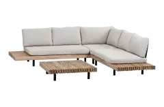 Hoek Loungeset Lissabon 3-delig | Acacia Teaklook & Sand | Inclusief loungetafel