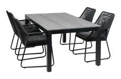 Mona tuinset-5 delige tuinset-Rope tuinstoel black kleur-Cyprus tuintafel-grey kleur