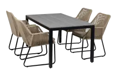 5-delige tuinset | 4 Mona tuinstoelen | 160cm Cyprus tuintafel