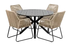 Mona tuinset-5 delige tuinset-Mona tuinstoel Sand-cyprus tuintafel-grey-rope-aluminium frame