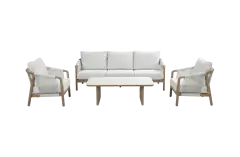 Stoel-Bank loungeset Murcia | 4-delig | Wood look & Stone 