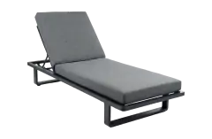 Ligbed Sint Maarten | met kussen | Black | Aluminium & Textileen