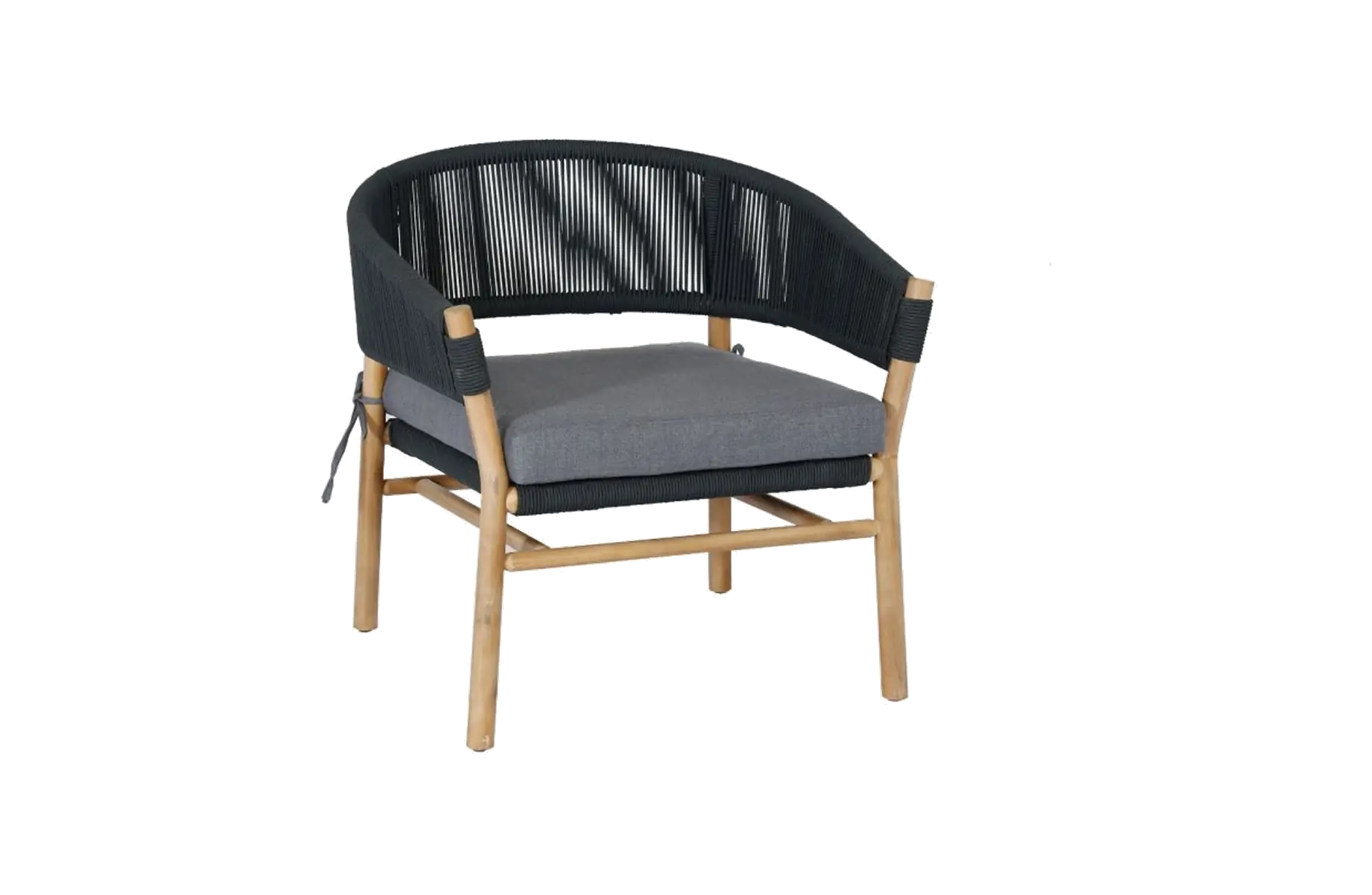 Low Dining stoel Denver | Teaklook & Black | Aluminium & Rope