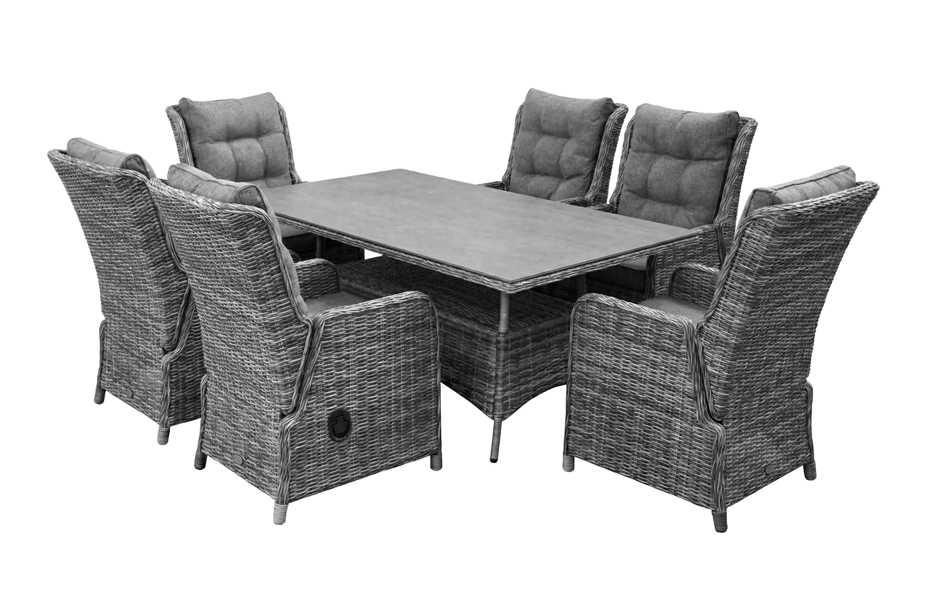 7-delige tuinset | 6 Dublin verstelbare stoelen (AG) | 180cm tafel (Keramiek)