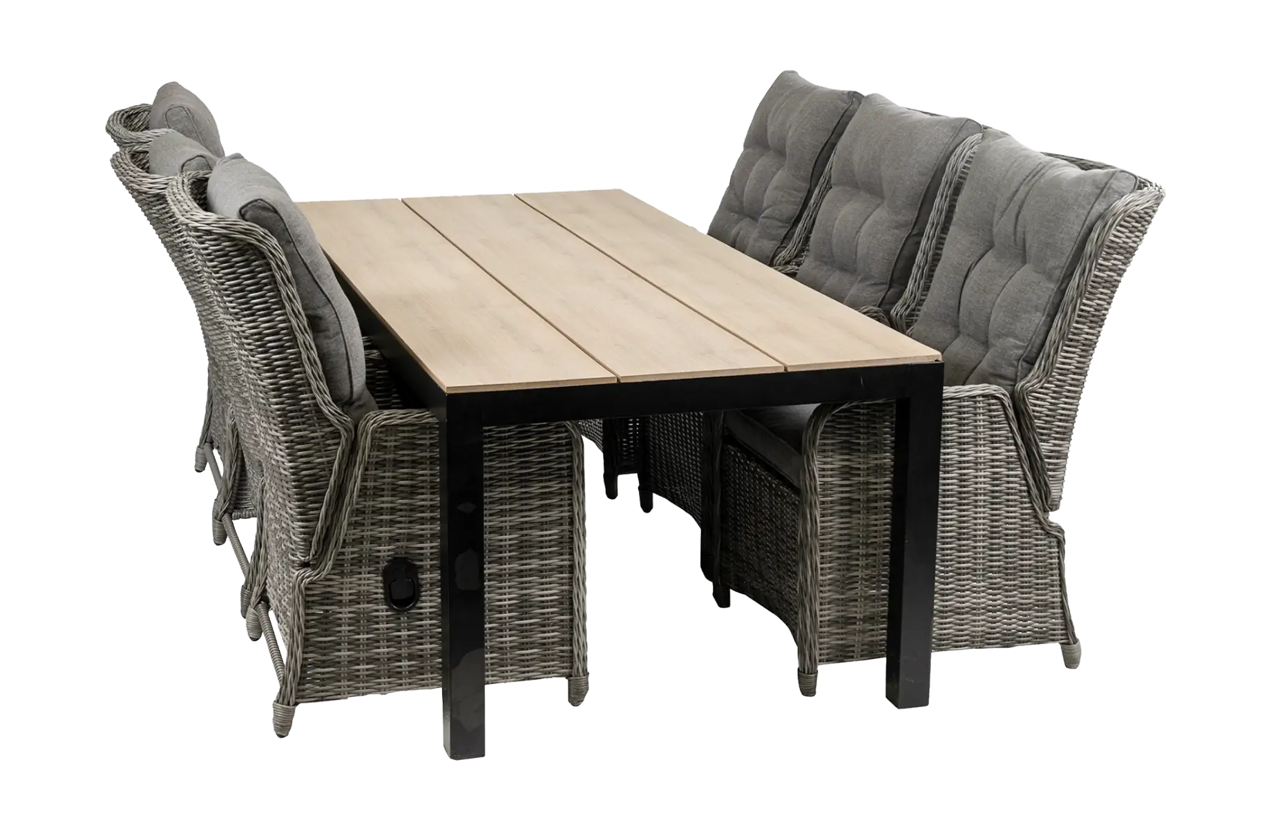 7-delige tuinset - 6 Dublin verstelbare stoelen- 225cm Cyprus tuintafel