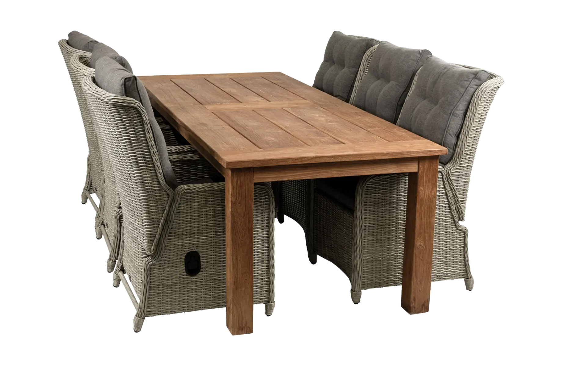 7-delige tuinset | 6 Dublin verstelbare stoelen (MG) | 240cm Ayra tuintafel (Teak)