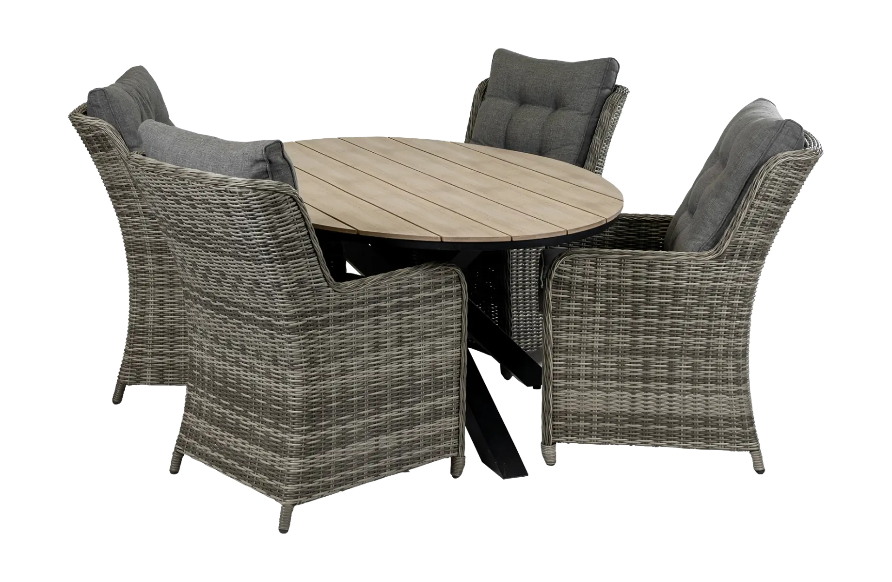 5-delige tuinset | 4 Dublin tuinstoelen (AG) | 180cm ovale Cyprus tuintafel (Wood)