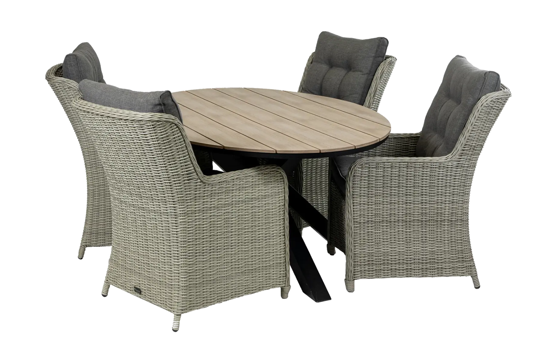 Dublin ovale tuinset-5 delige tuinset-Dublin tuinstoel-Mystic Grey-wicker vlechtwerk-cyprus ovale tuintafel-aluminium frame