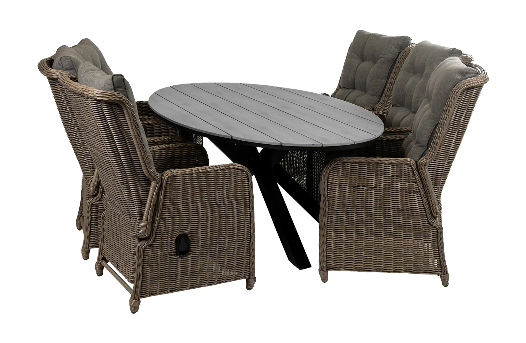 Dublin tuinset-7 delige tuinset-Sweet Brown-cyprus tuintafel-polywood tuintafel-wicker-aluminium frame