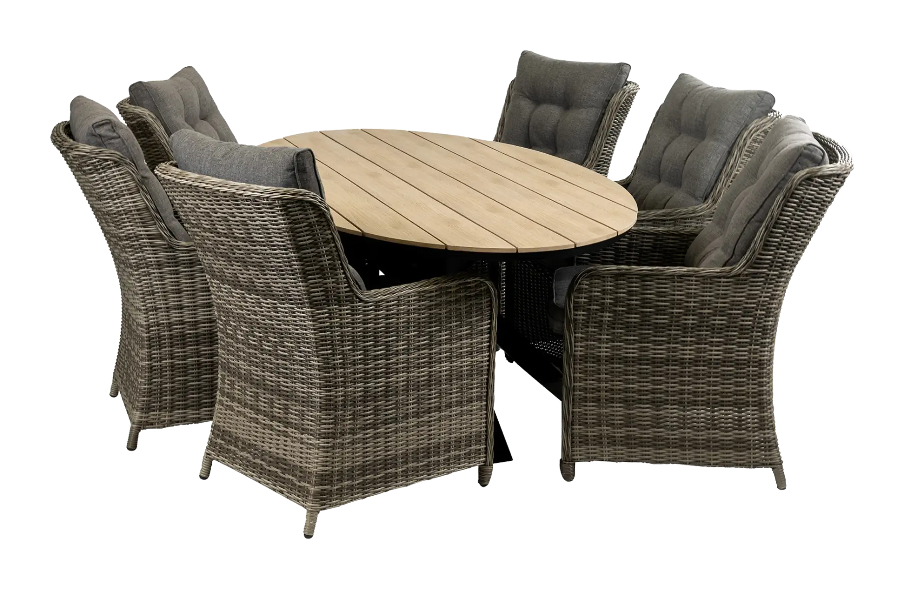 7-delige tuinset | 6 Dublin tuinstoelen (AG) | 220cm ovale Cyprus tuintafel (Wood)