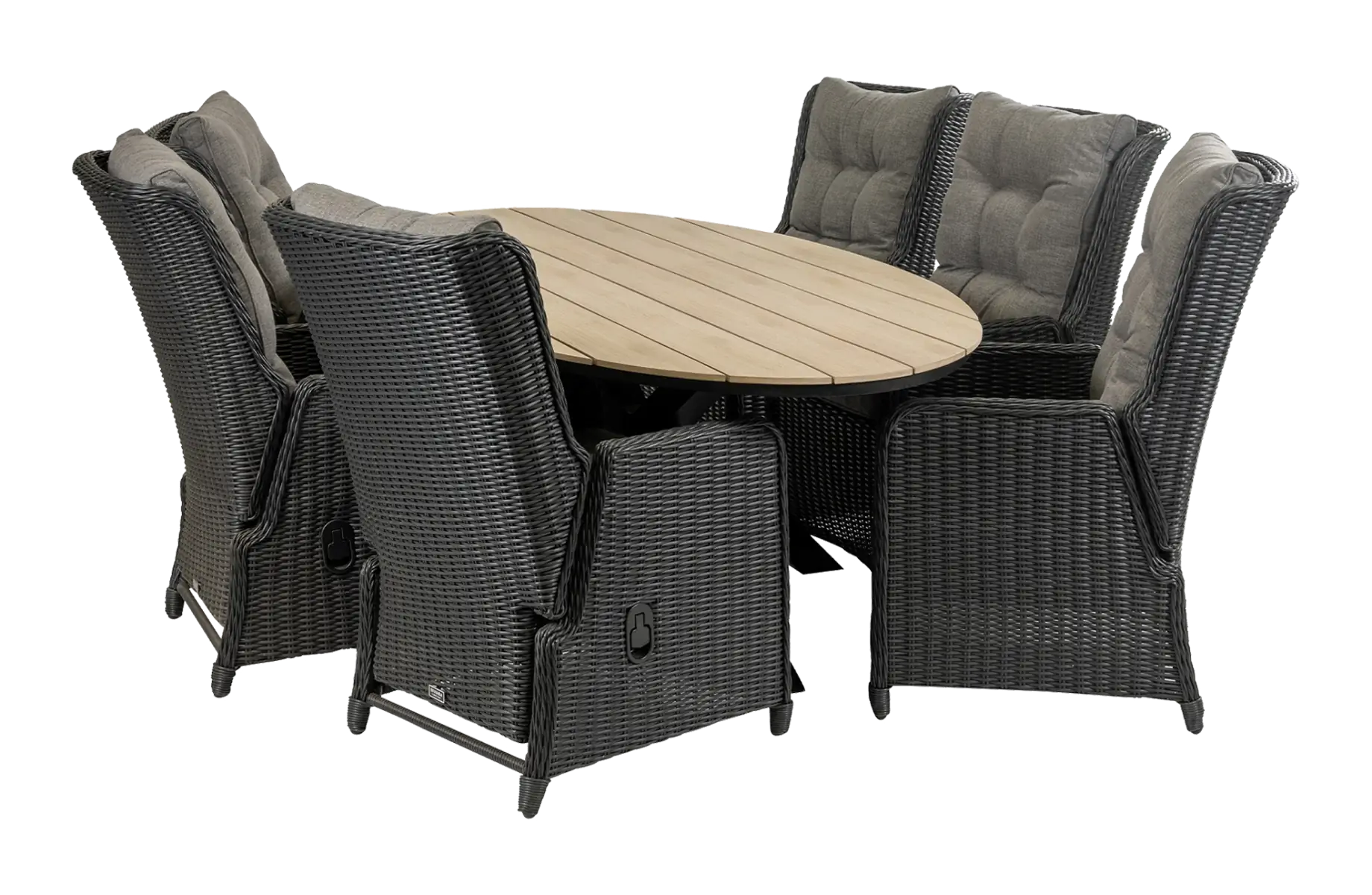 7-delige tuinset | 6 Dublin verstelbare stoelen | 220cm ovale Cyprus tuintafel