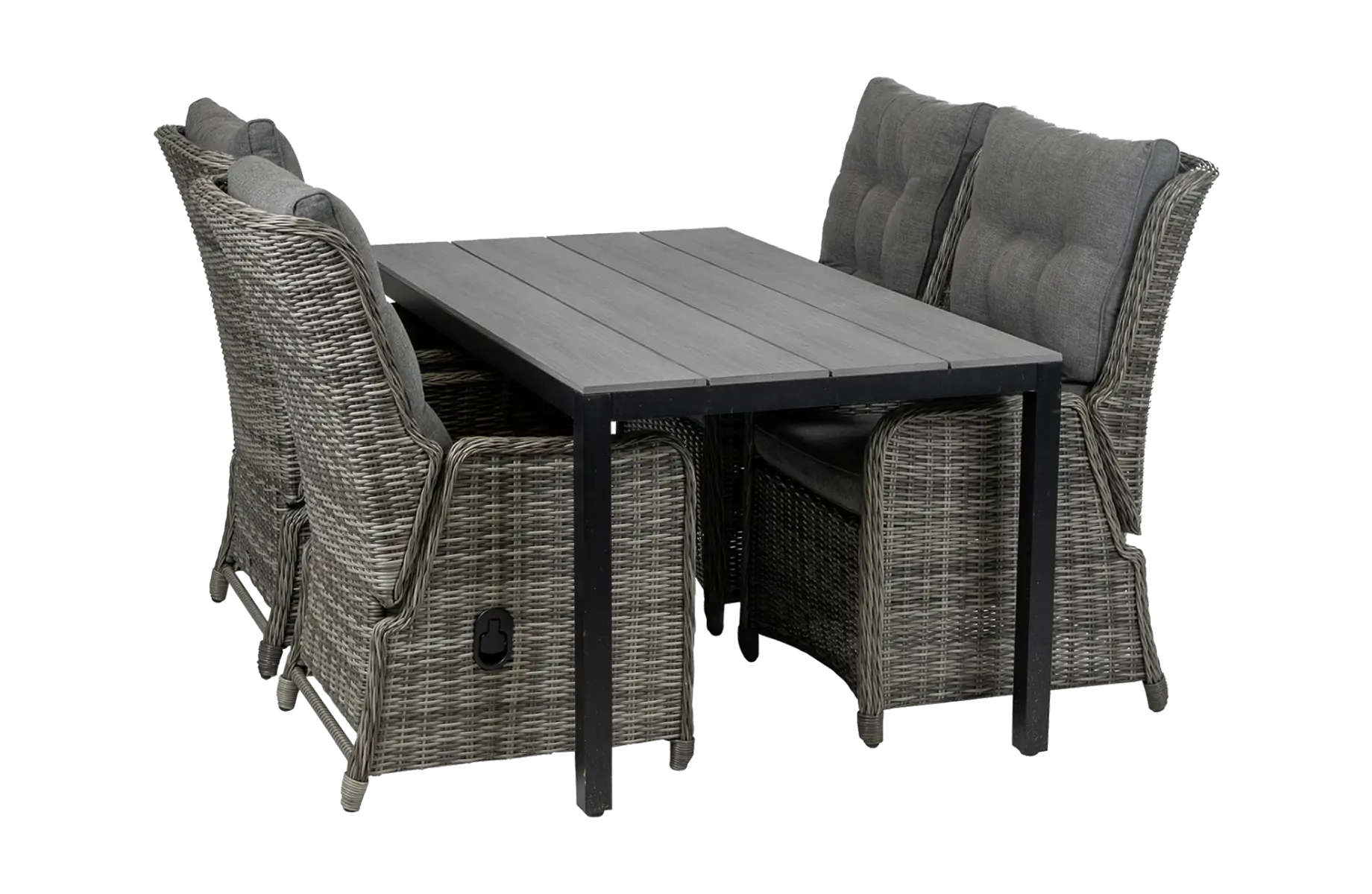 Dublin 5 delige tuinset-Dublin verstelbare tuinstoel-Ash Grey-wicker vlechtwerk-aluminium frame-Cyprus tuintafel