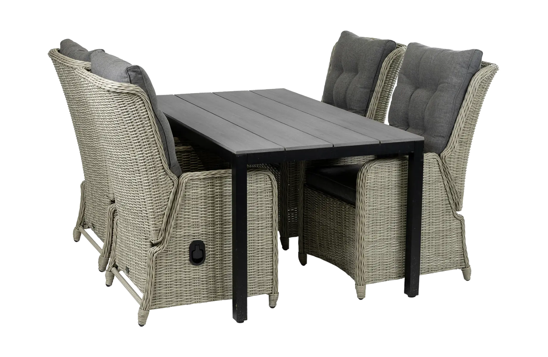 Dublin verstelbaar MG cyprus grey_5delig tuinset wicker vlechtwerk-aluminium frame-schuinaanzicht