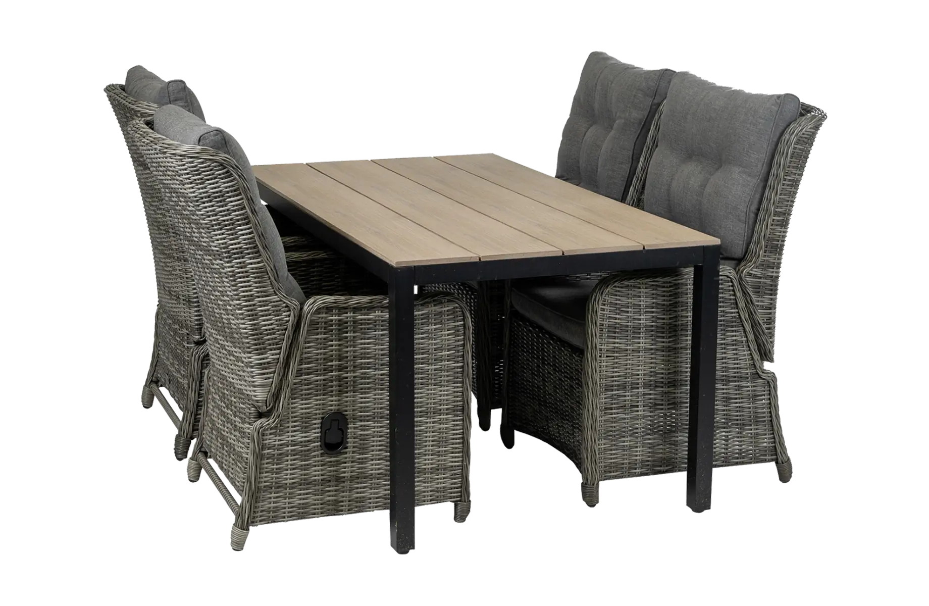 5-delige tuinset | 4 Dublin verstelbare stoelen (AG) | 160 of 180cm Cyprus tuintafel (Wood)