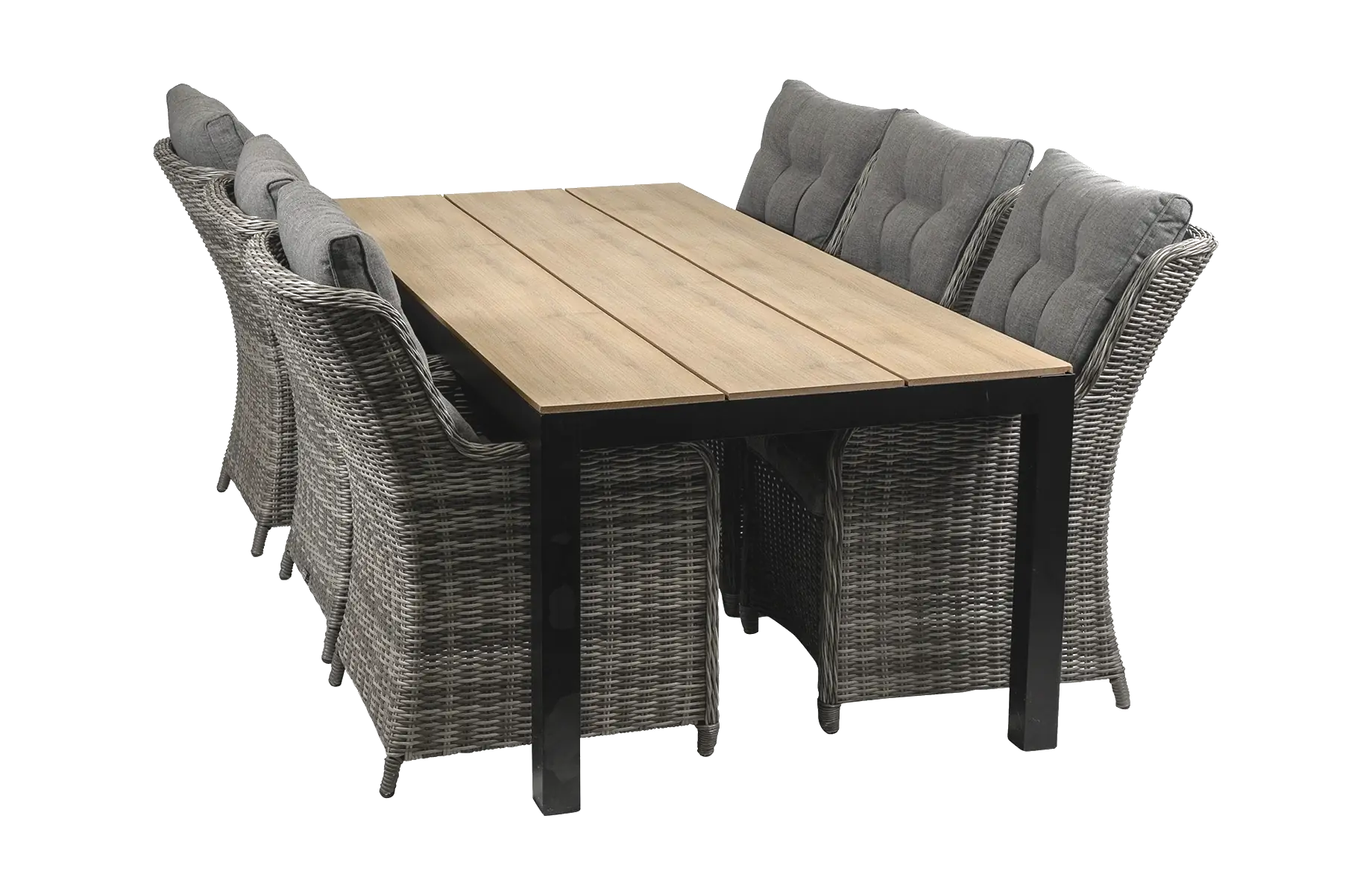 Dublin 7 delige tuinset-Dublin tuinstoel-Ash Grey-wicker vlechtwerk-cyprus tuintafel-aluminium frame