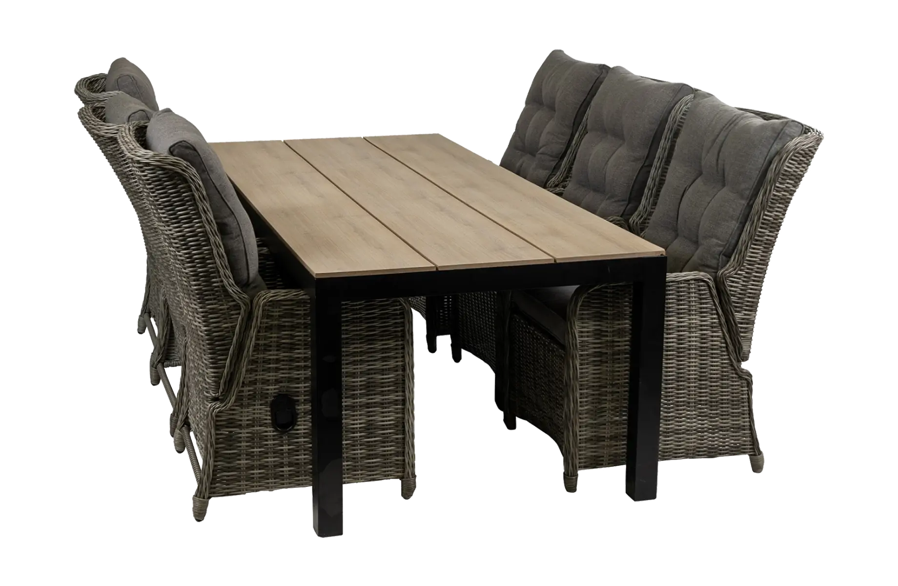 7-delige tuinset - 6 Dublin verstelbare stoelen- 225cm Cyprus tuintafel