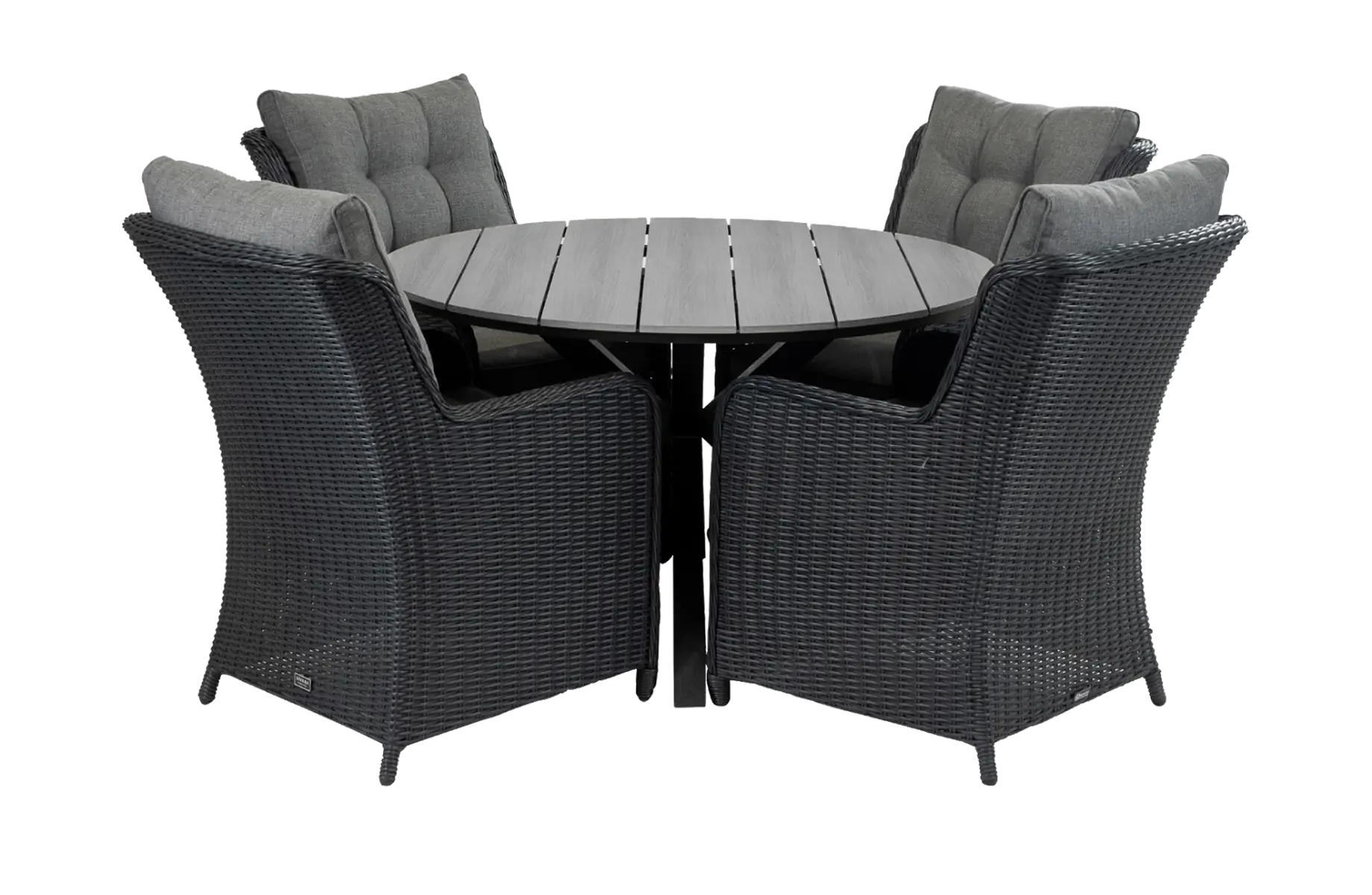 ronde-tuinset-5-delig-polwood-tuintafel-cyprus-grijs-tuinstoel-dublin-zwart-wicker