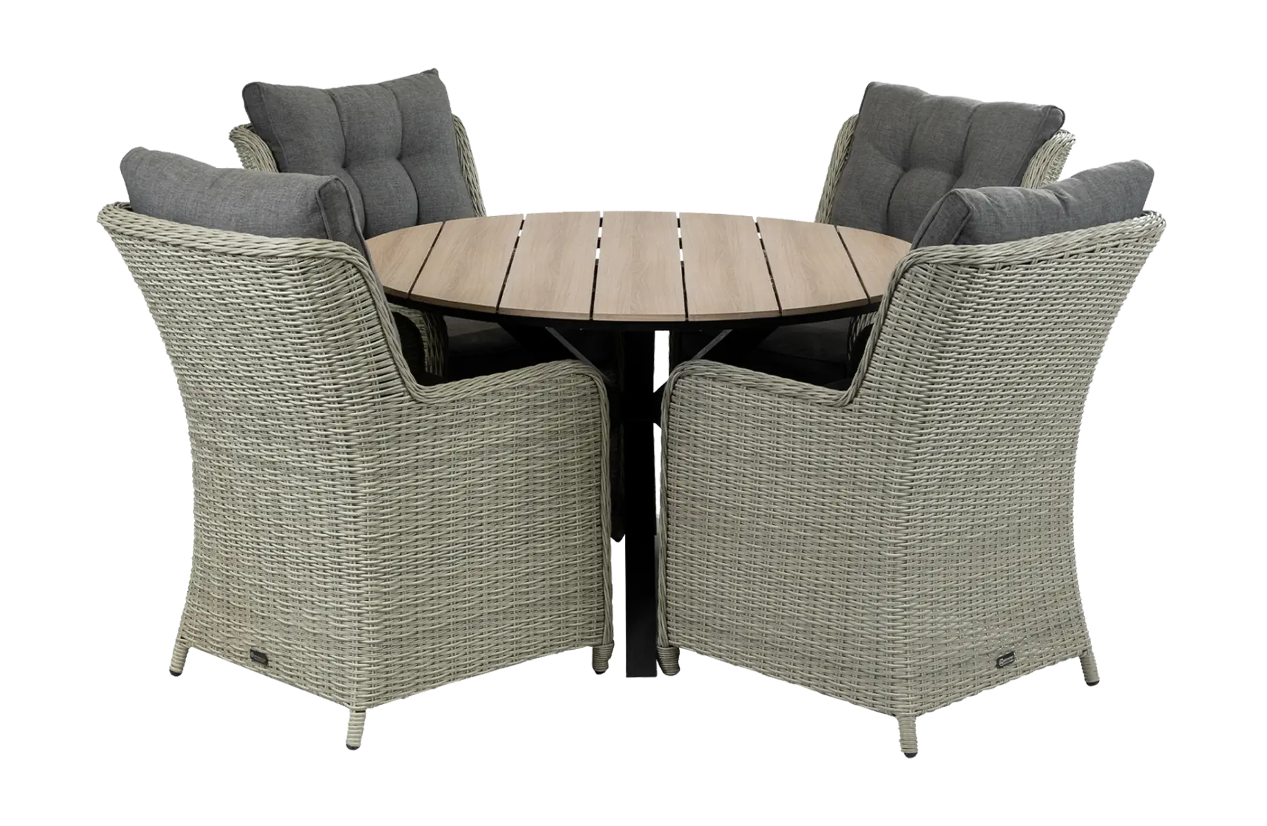 cyprus-tuintafel-wood-vaste-dublin-tuinstoelen-mystic grey-wicker vlechtwerk-aluminium frame-polywood tafelblad