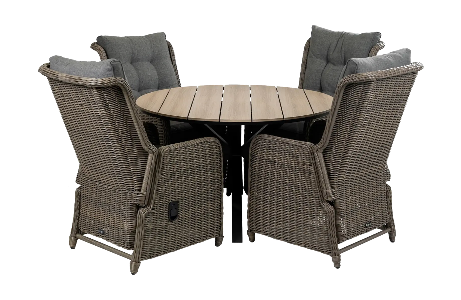 Dublin tuinset-5 delige tuinset-Dublin verstelbare tuinstoel-Sweet Brown-polywood tuintafel-wicker-aluminium frame