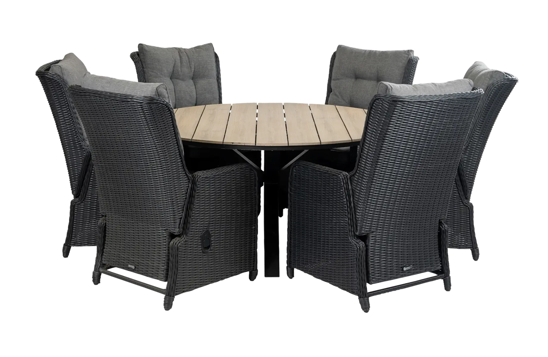 Dublin ronde tuinset-7 delige tuinset-polywood tuintafel-wicker vlechtwerk-aluminium frame