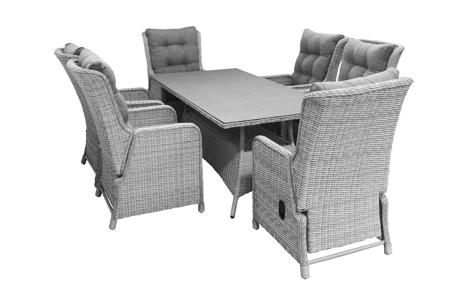 7-delige tuinset | 6 Dublin verstelbare stoelen (MG) | 180cm tafel (Keramiek)