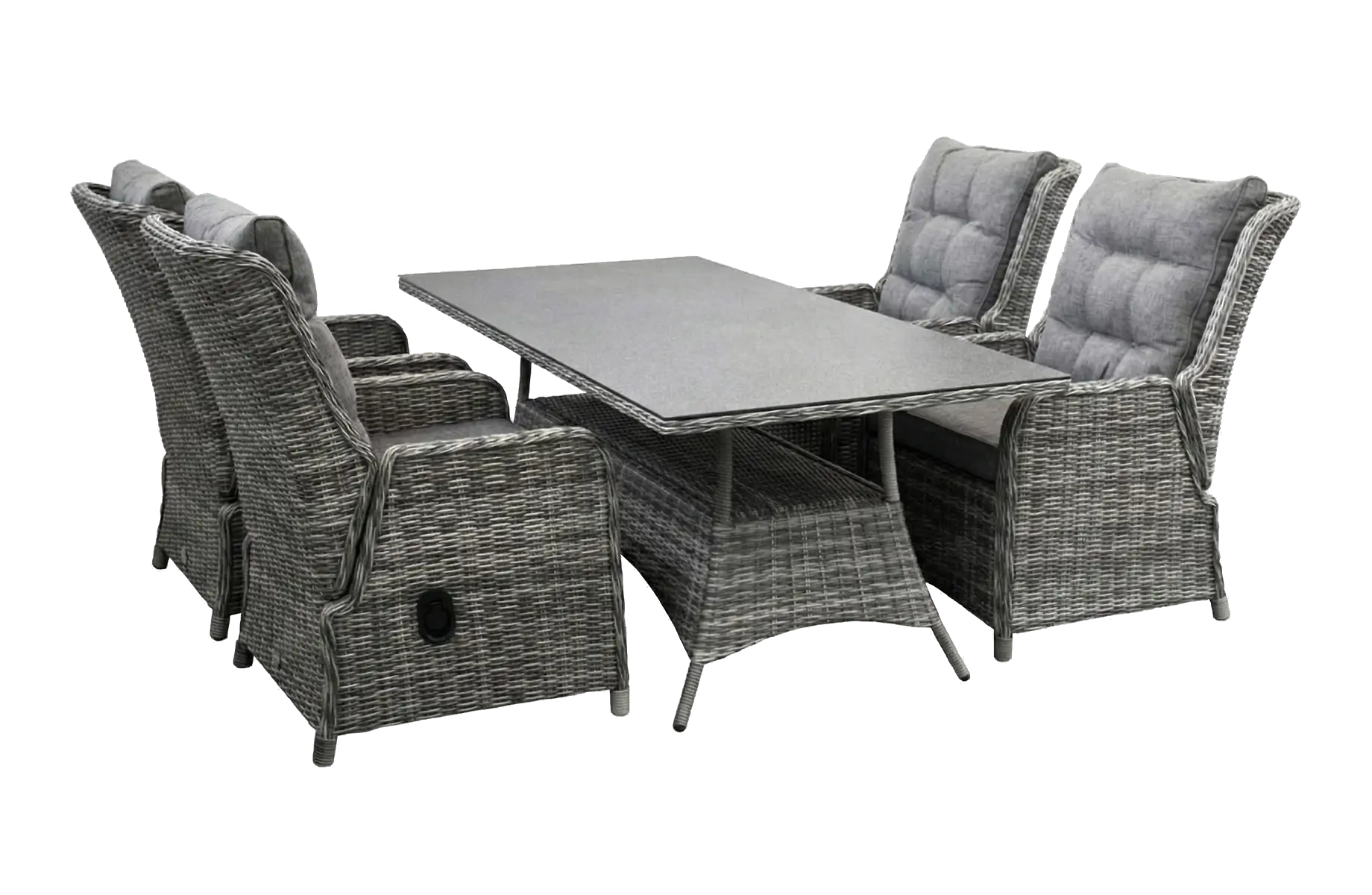 5-delige tuinset | 4 Dublin verstelbare stoelen (AG) | 160cm tuintafel (Keramiek)