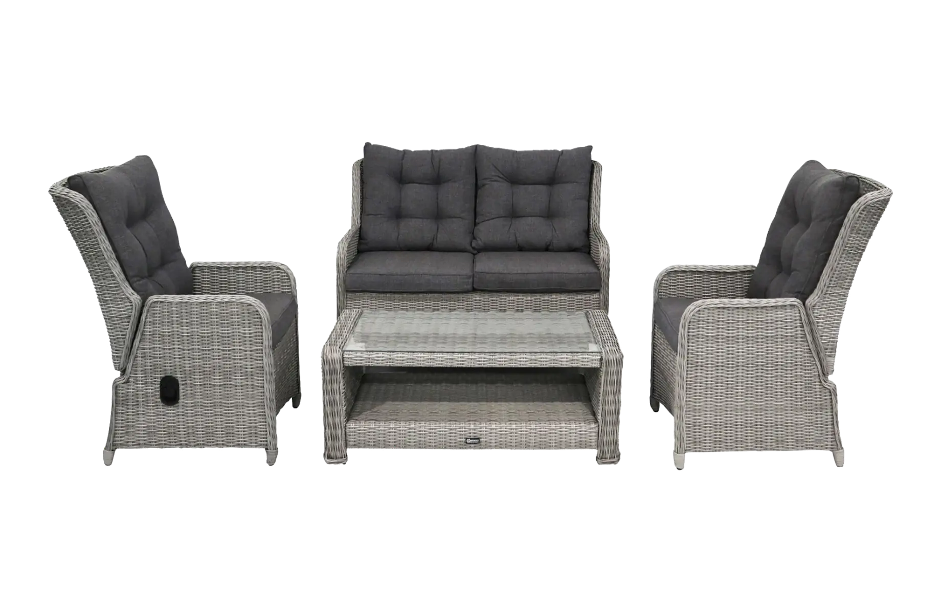 Stoel-bank verstelbare Loungeset Dublin | met 2-persoonsbank | Mystic Grey | Wicker