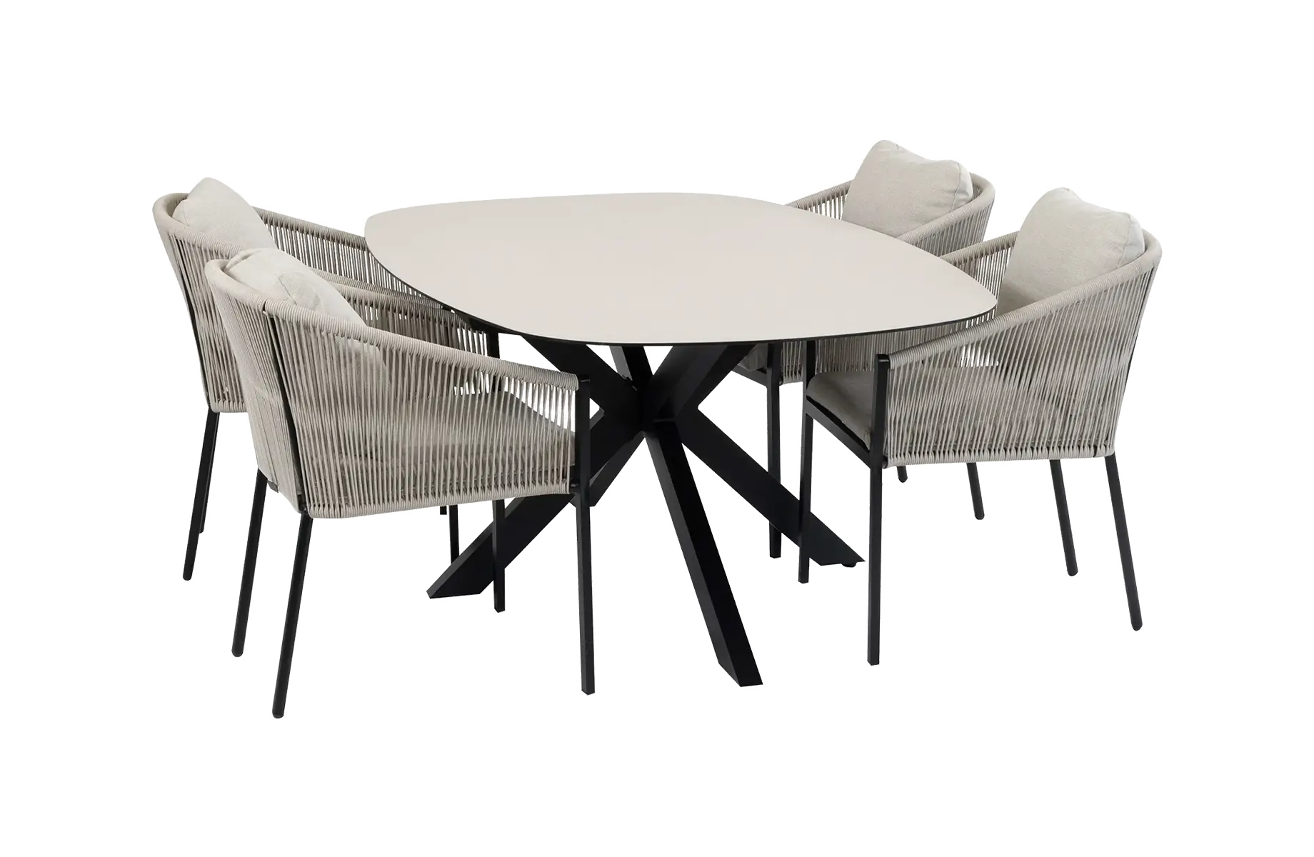 5-delige tuinset | 4 Elvira tuinstoelen | Tuintafel Barletta 180x115cm  | Black Sandstone 