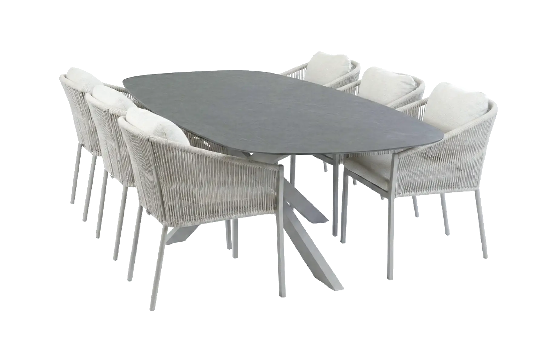 7-delige tuinset | 6 Elvira tuinstoelen (Camel) | Tuintafel Barletta 240x115cm (Desert Pearl/Camel)