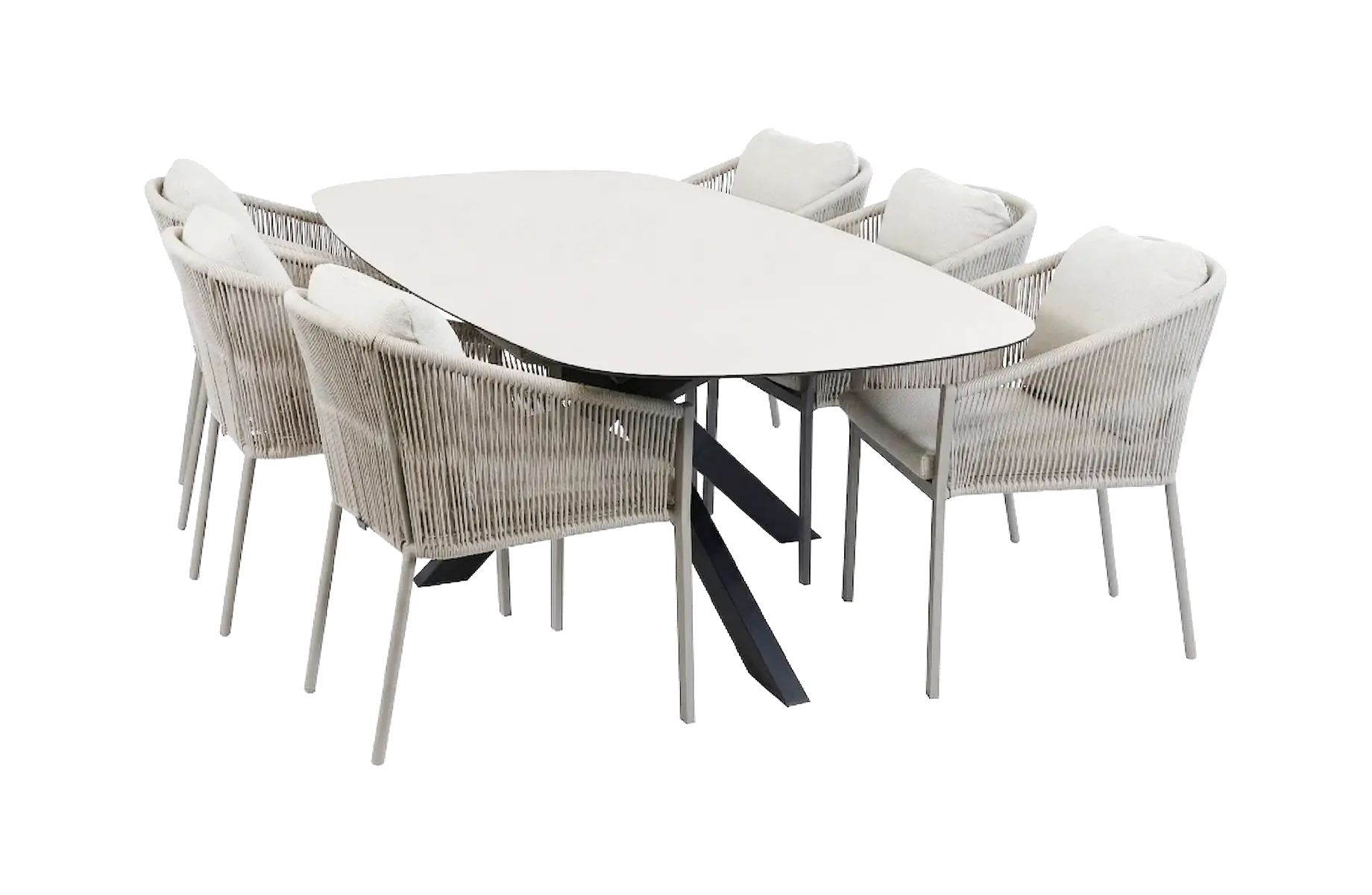 7-delige tuinset | 6 Elvira tuinstoelen | Tuintafel Barletta 240x115cm | Camel & Black Sandstone 