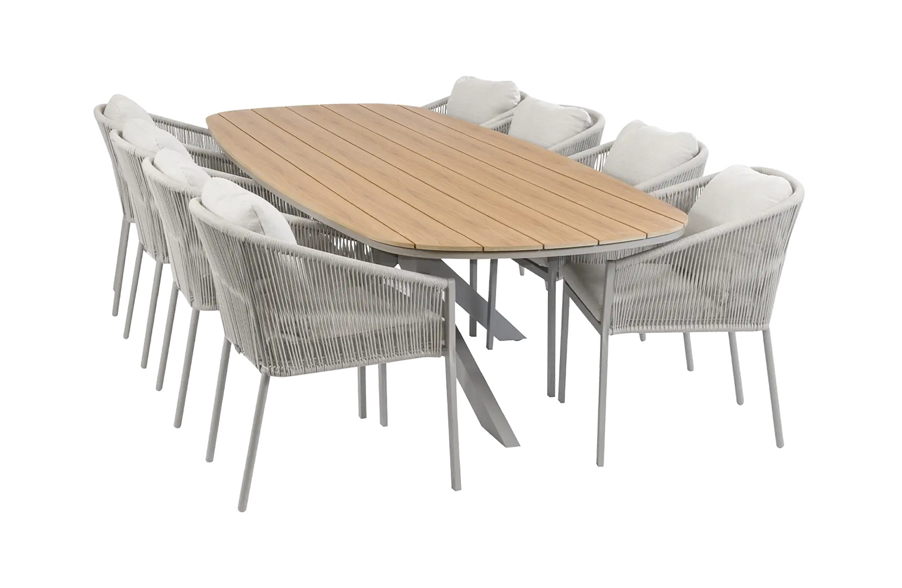9-delige tuinset | 8 Elvira tuinstoelen (Camel) | Tuintafel Cadiz 280x115cm (Camel)