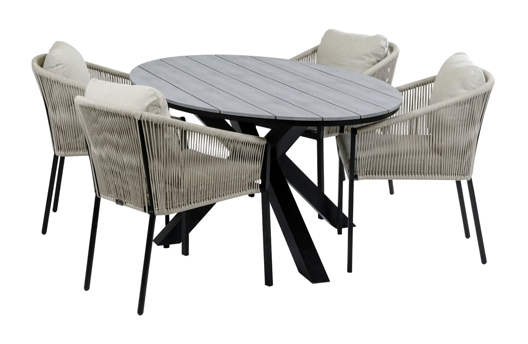 Ovale-tuinset-Elvira-black-polywood-tuintafel-4-seizoenen-tuinmeubelen