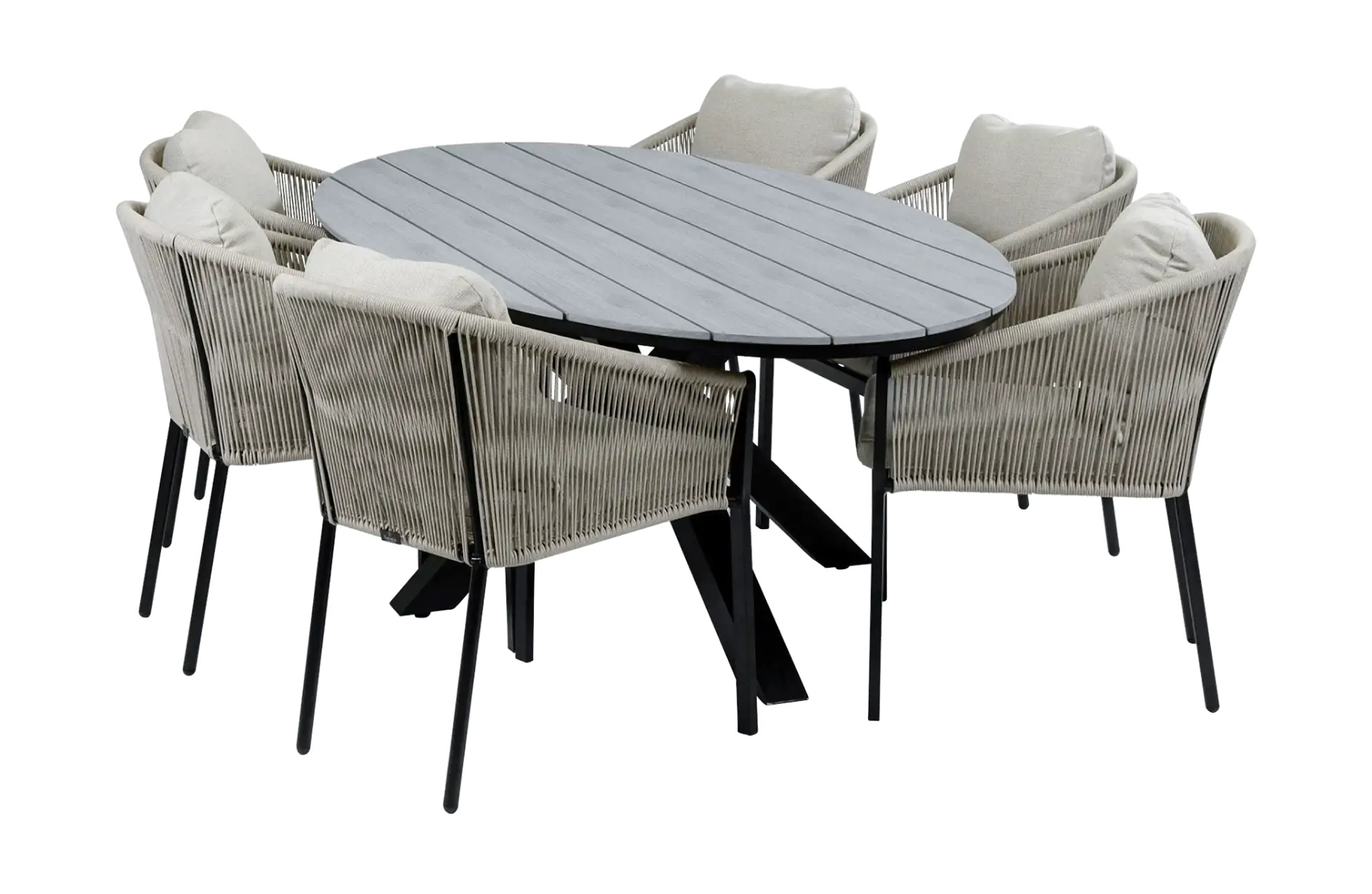 Ovale-tuinset-Elvira-black-polywood-tuintafel-4-seizoenen-tuinmeubelen