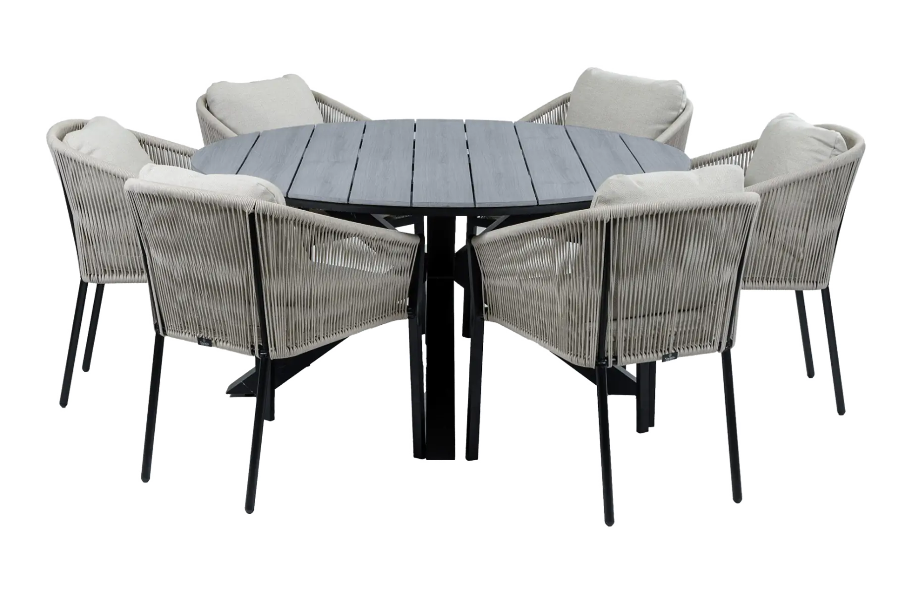 Ronde-tuinset-Elvira=black-polywood-tuintafel-4-seizoenen-tuinmeubelen