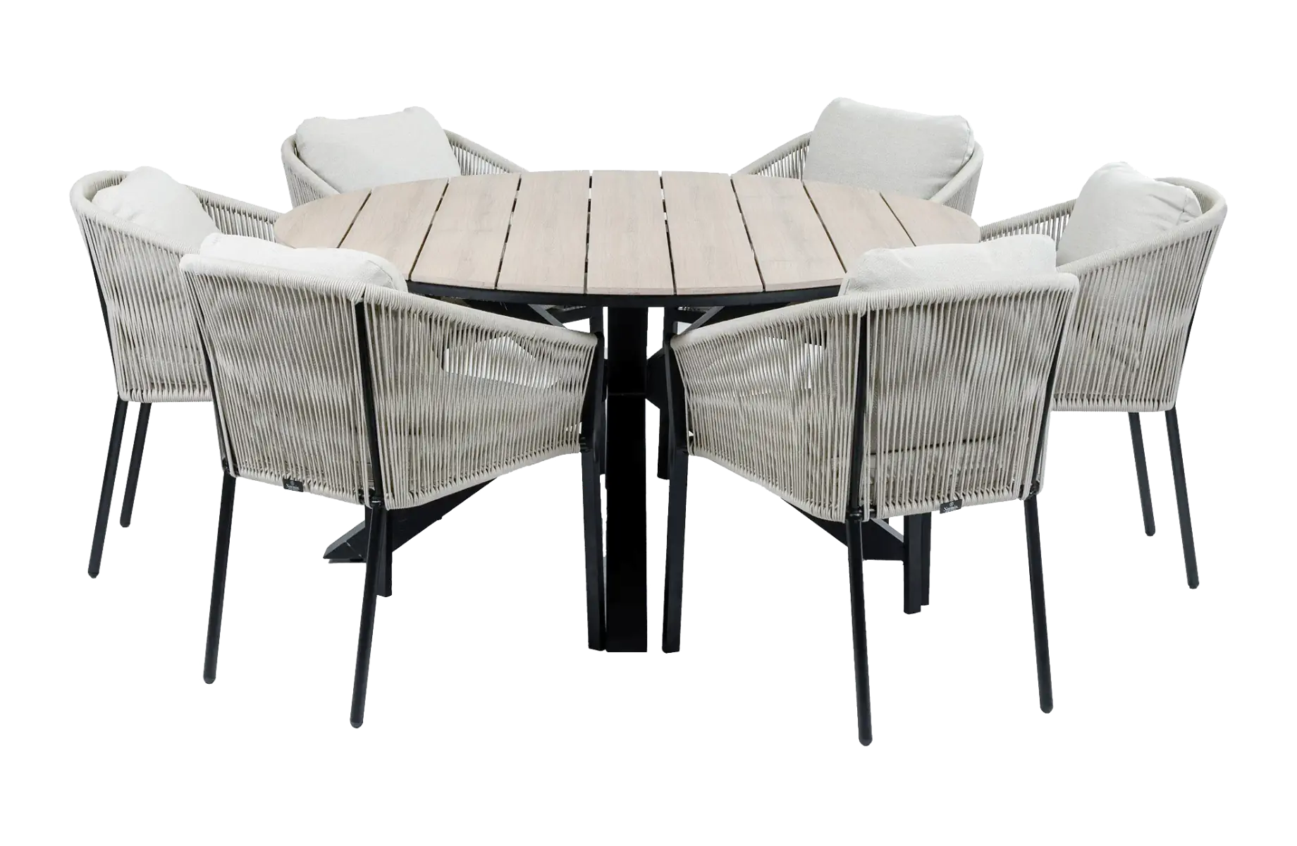 Ronde-tuinset-Elvira-Black-Polywood-tafelblad-4-seizoenen-tuinmeubelen