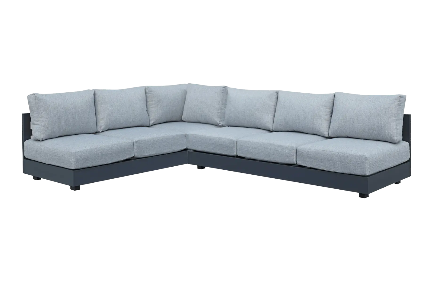 Fosega-moderne-hoek-lounge-bank-aluminium-zwart-grijze-loungekussens-4-seizoenen-tuinmeubelen