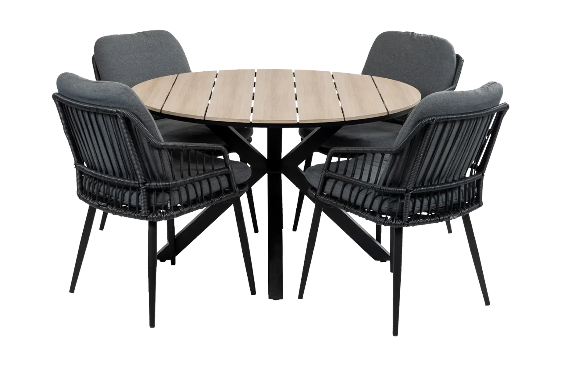 5-delig-cyprus-tuintafel-rond-wood-isabel-black-4-seizoenen-tuinmeubelen