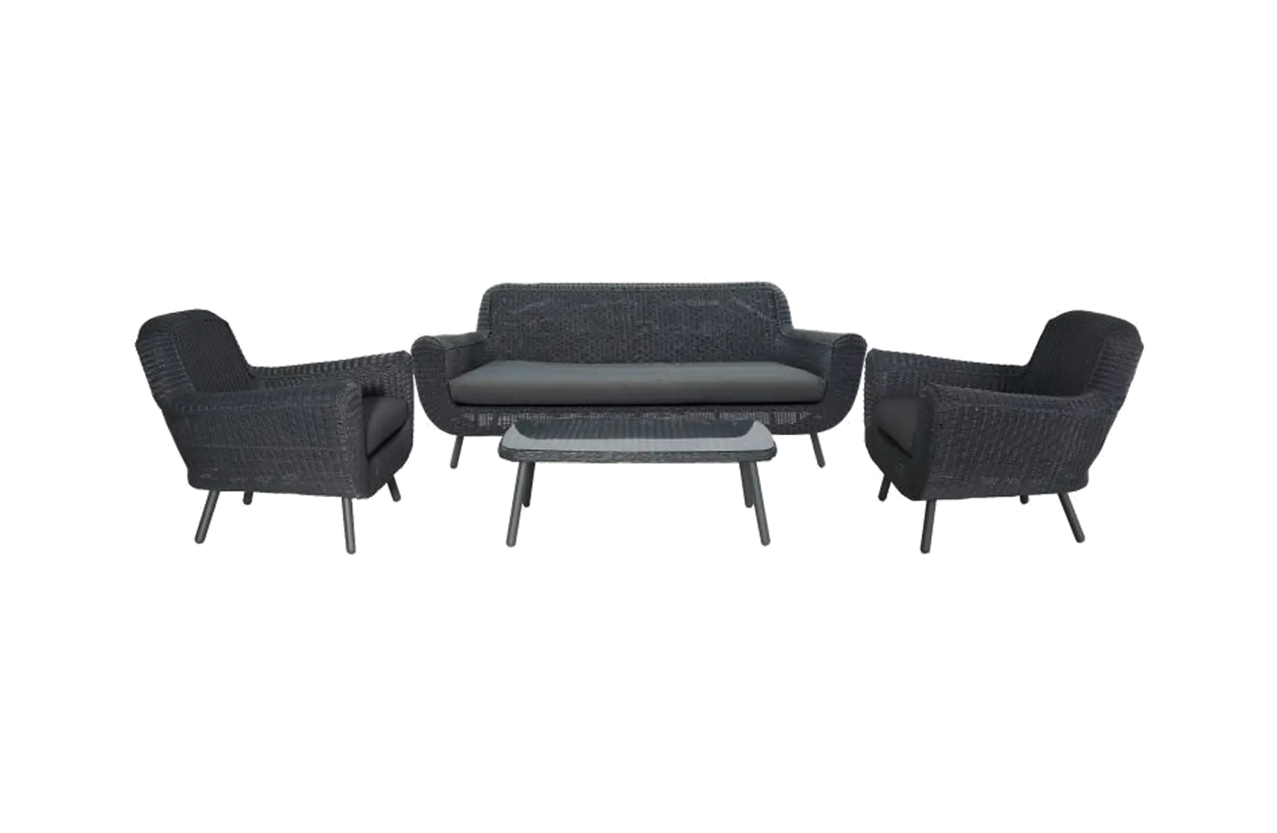 4-Delige Loungeset Jonah | 3-peroonsbank | Black