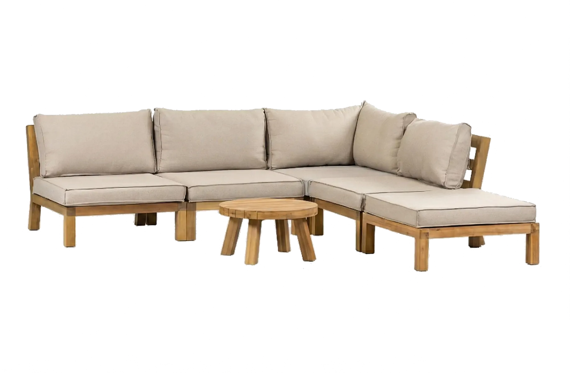 Hoek loungeset Kent | 6-delig | Sand | Acacia