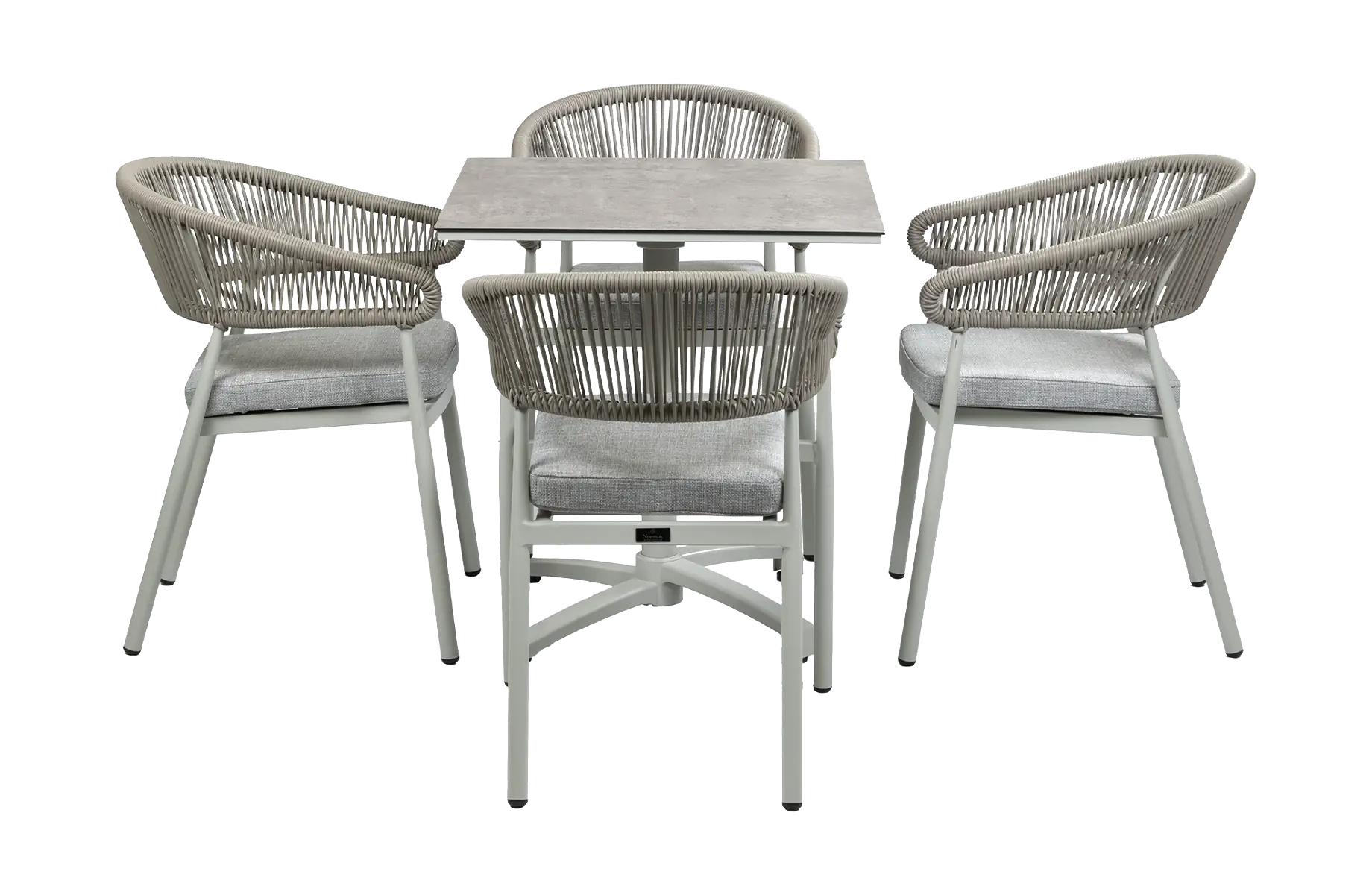 5-Delige tuinset | 4 Tuinstoelen Knokke (Sand) | Inklapbare tuintafel Gent 70x70cm  (Sand)